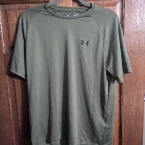 Under Armour Mens The Tech Tee Olive Drab Army Green Shirt - Medium - EUC